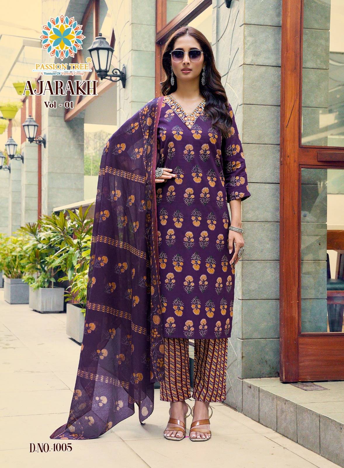  AJARAKH VOL-1 By PASSION TREE 1001 To 1008 Series Beautiful Festive Suits Colourful Stylish Heavy Heavy Cotton readymade dresses At Wholesale Price